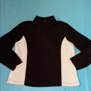 IZOD fleece pullover 1/4 zip black and white long sleeve collared soft size XL